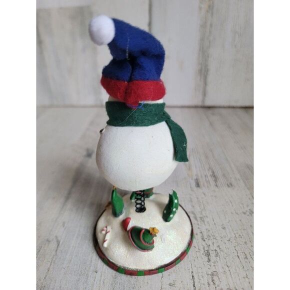 Bobblehead snowman Xmas tree figure glitter star snow - Picture 4 of 7
